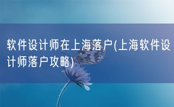 软件设计师在上海落户(上海软件设计师落户攻略)