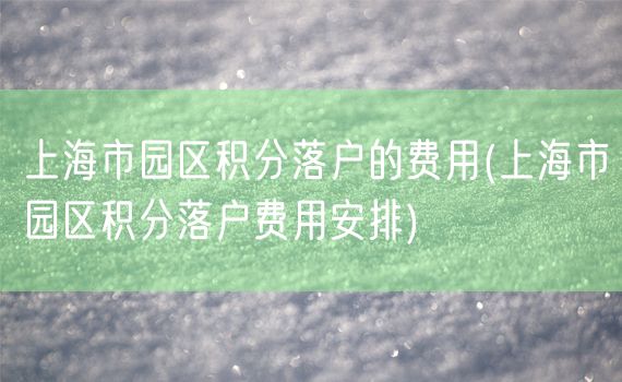 上海市园区积分落户的费用(上海市园区积分落户费用安排)