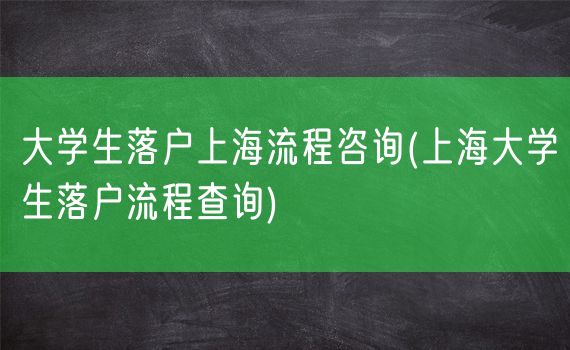 大学生落户上海流程咨询(上海大学生落户流程查询)