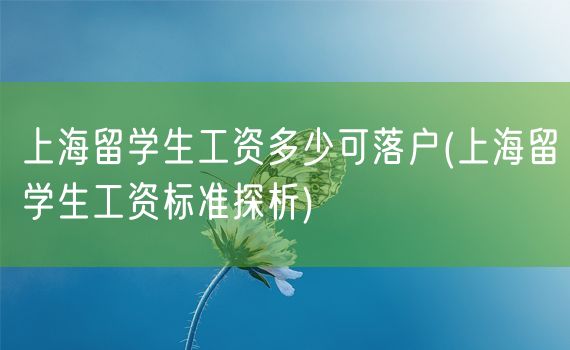 上海留学生工资多少可落户(上海留学生工资标准探析)