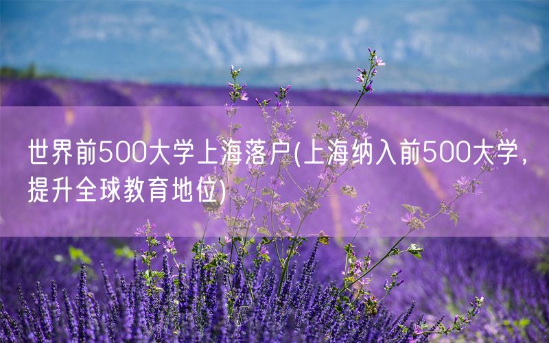 世界前500大学上海落户(上海纳入前500大学，提升全球教育地位)