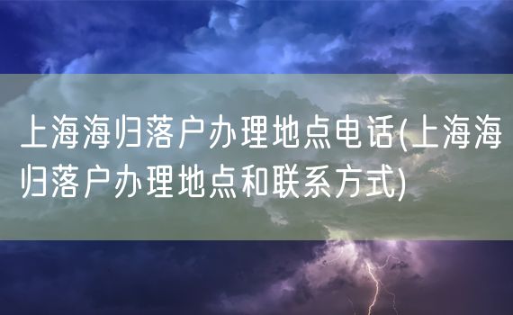 上海海归落户办理地点电话(上海海归落户办理地点和联系方式)