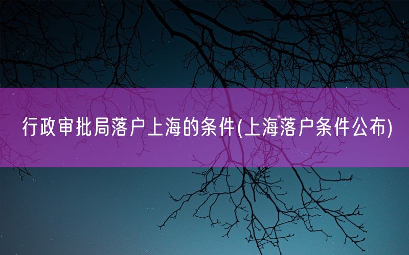 行政审批局落户上海的条件(上海落户条件公布)