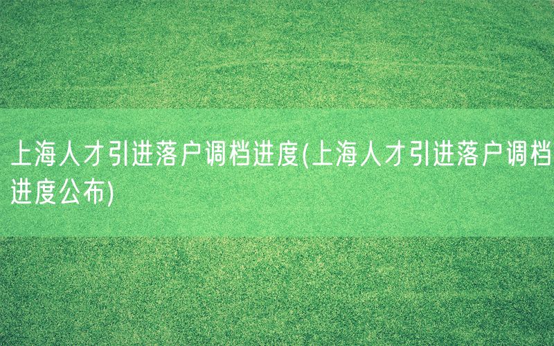 上海人才引进落户调档进度(上海人才引进落户调档进度公布)