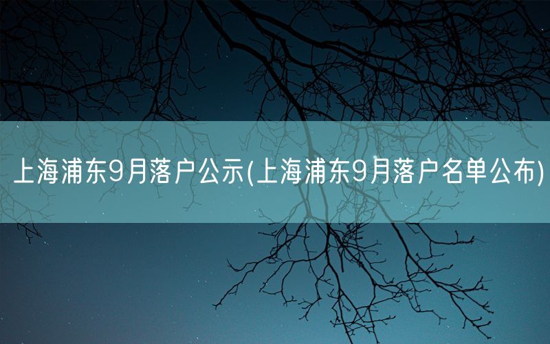 上海浦东9月落户公示(上海浦东9月落户名单公布)