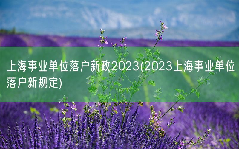 上海事业单位落户新政2023(2023上海事业单位落户新规定)