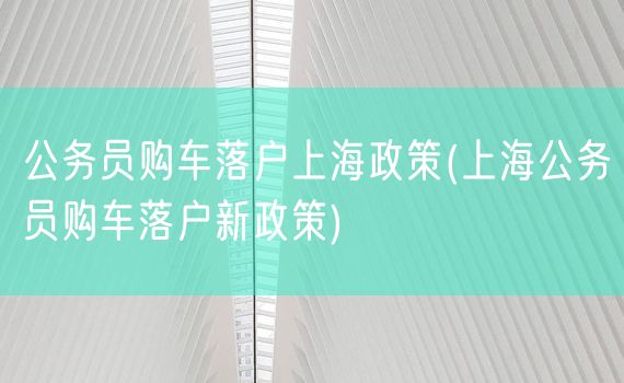 公务员购车落户上海政策(上海公务员购车落户新政策)