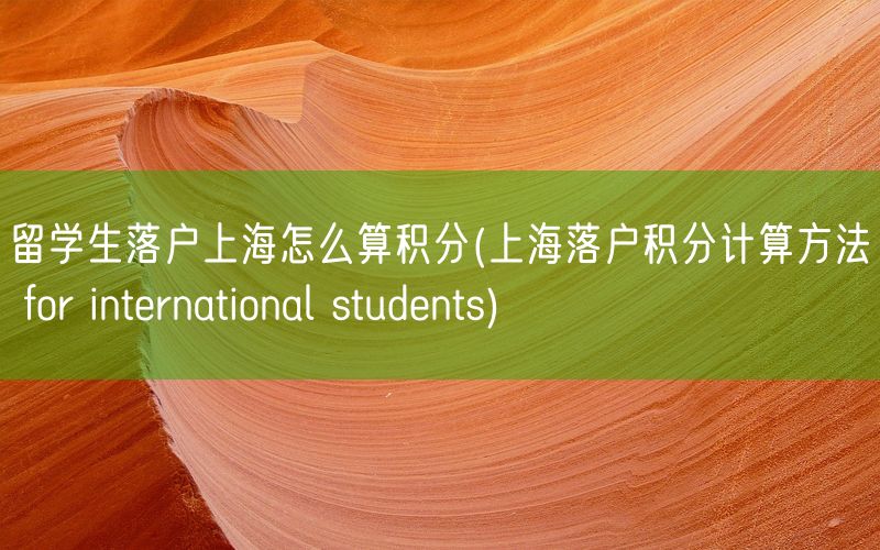 留学生落户上海怎么算积分(上海落户积分计算方法 for international students)