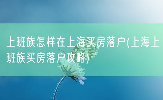 上班族怎样在上海买房落户(上海上班族买房落户攻略)