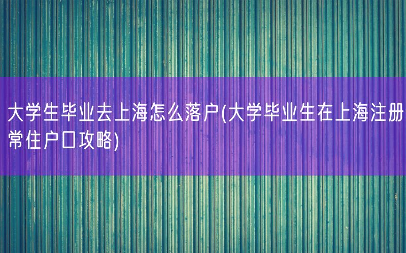 大学生毕业去上海怎么落户(大学毕业生在上海注册常住户口攻略)