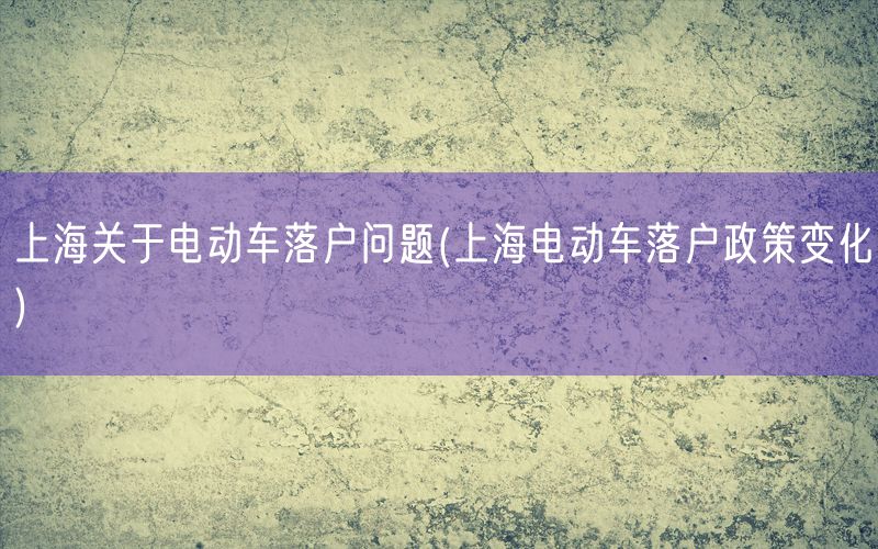 上海关于电动车落户问题(上海电动车落户政策变化)