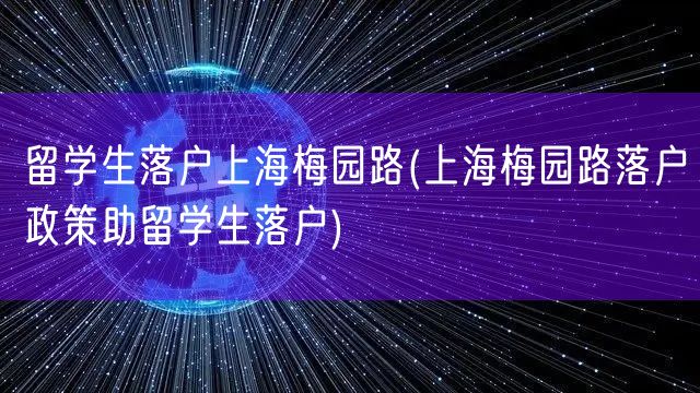 留学生落户上海梅园路(上海梅园路落户政策助留学生落户)