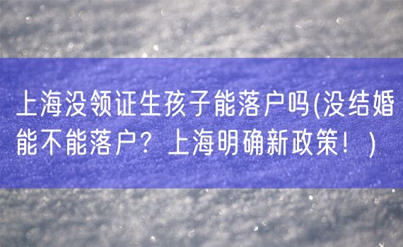 上海没领证生孩子能落户吗(没结婚能不能落户？上海明确新政策！)