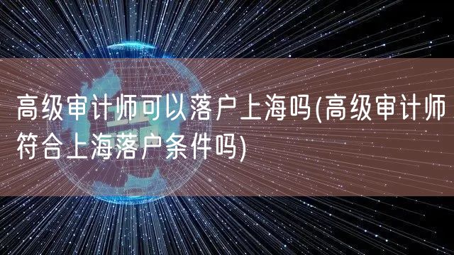 高级审计师可以落户上海吗(高级审计师符合上海落户条件吗)