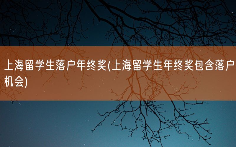 上海留学生落户年终奖(上海留学生年终奖包含落户机会)