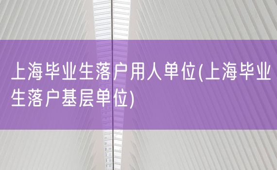 上海毕业生落户用人单位(上海毕业生落户基层单位)