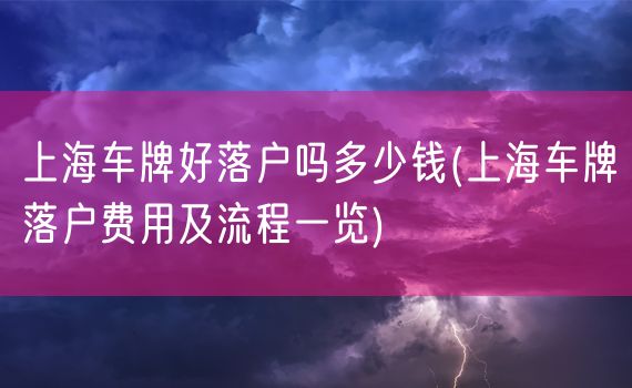 上海车牌好落户吗多少钱(上海车牌落户费用及流程一览)