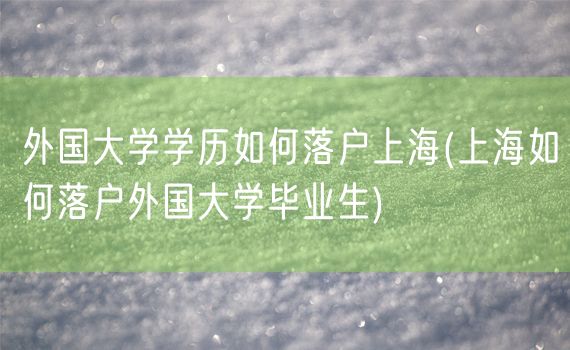 外国大学学历如何落户上海(上海如何落户外国大学毕业生)