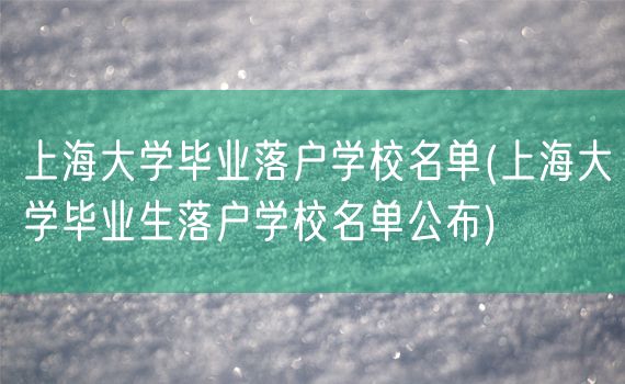 上海大学毕业落户学校名单(上海大学毕业生落户学校名单公布)