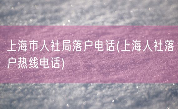 上海市人社局落户电话(上海人社落户热线电话)