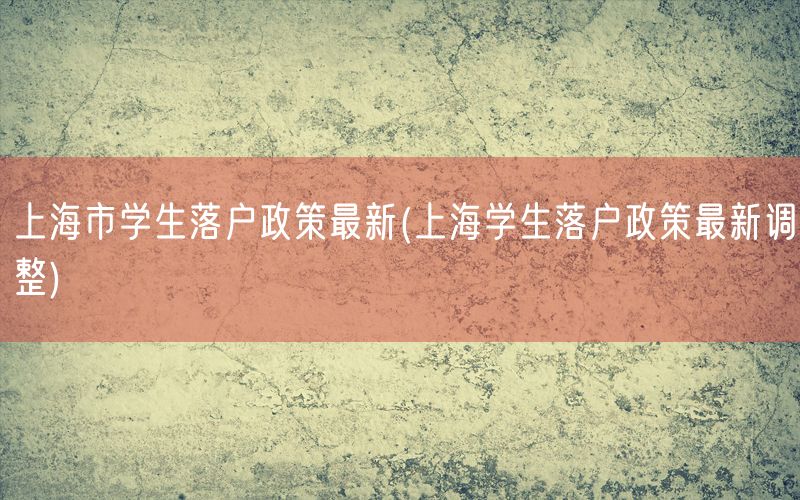 上海市学生落户政策最新(上海学生落户政策最新调整)