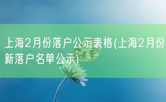 上海2月份落户公示表格(上海2月份新落户名单公示)