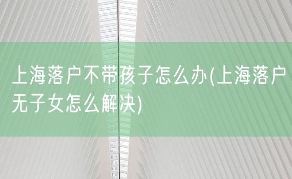 上海落户不带孩子怎么办(上海落户无子女怎么解决)