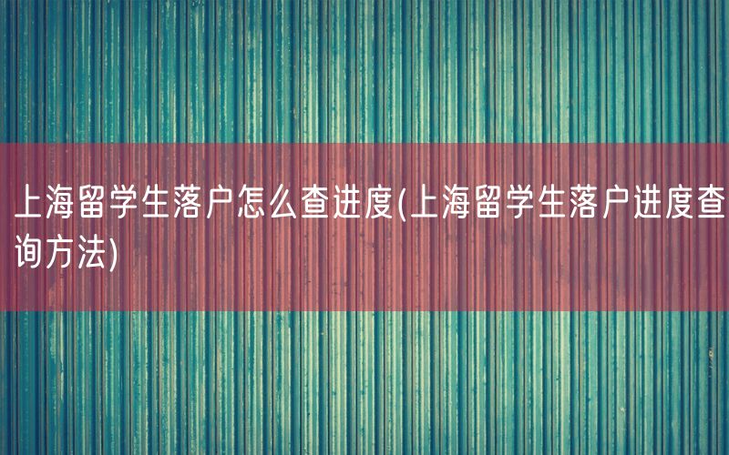 上海留学生落户怎么查进度(上海留学生落户进度查询方法)