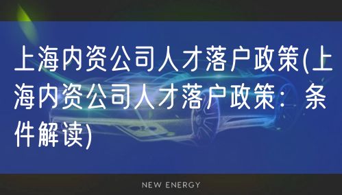 上海内资公司人才落户政策(上海内资公司人才落户政策：条件解读)