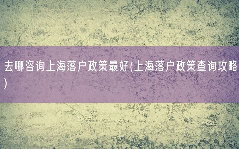 去哪咨询上海落户政策最好(上海落户政策查询攻略)