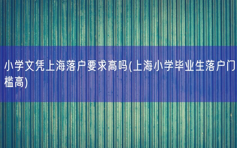 小学文凭上海落户要求高吗(上海小学毕业生落户门槛高)