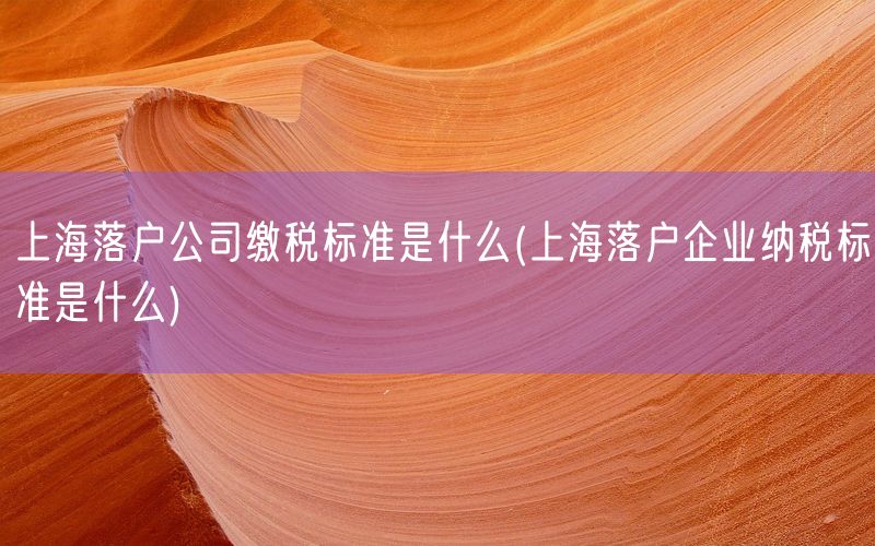 上海落户公司缴税标准是什么(上海落户企业纳税标准是什么)