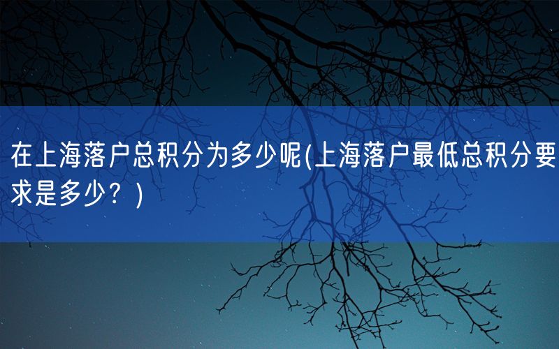 在上海落户总积分为多少呢(上海落户最低总积分要求是多少？)