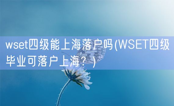 wset四级能上海落户吗(WSET四级毕业可落户上海？)