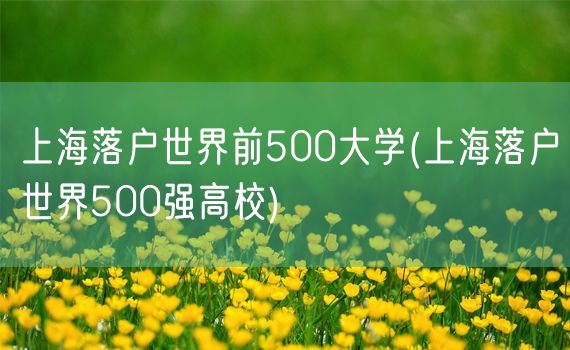 上海落户世界前500大学(上海落户世界500强高校)