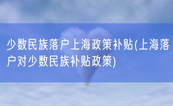 少数民族落户上海政策补贴(上海落户对少数民族补贴政策)