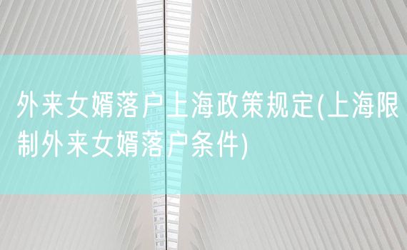 外来女婿落户上海政策规定(上海限制外来女婿落户条件)