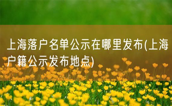 上海落户名单公示在哪里发布(上海户籍公示发布地点)