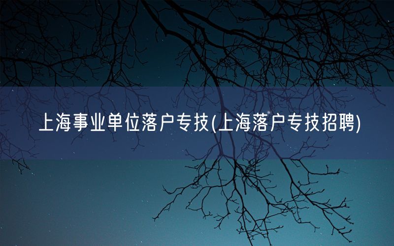 上海事业单位落户专技(上海落户专技招聘)