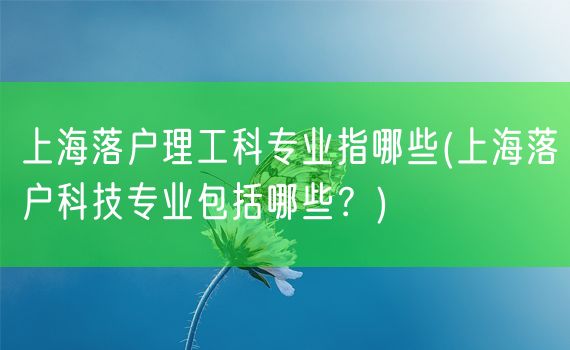 上海落户理工科专业指哪些(上海落户科技专业包括哪些？)