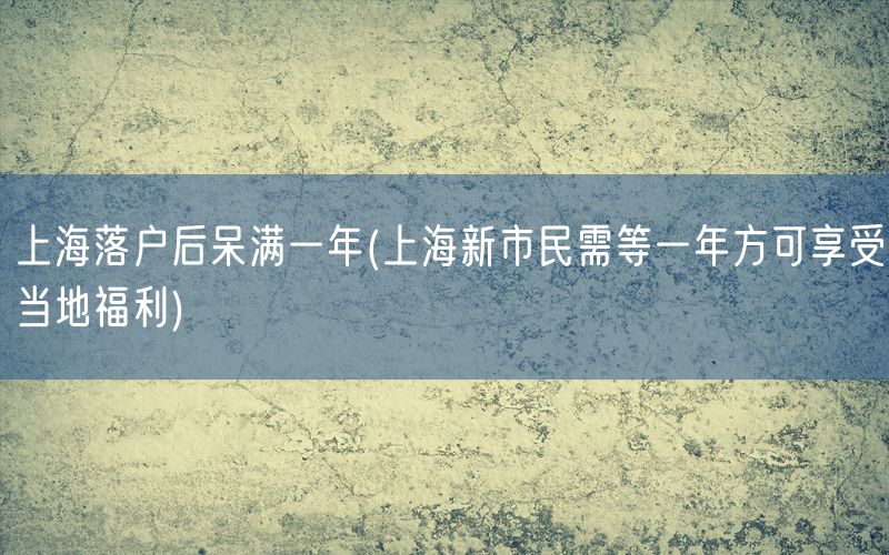 上海落户后呆满一年(上海新市民需等一年方可享受当地福利)