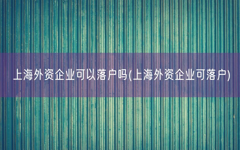 上海外资企业可以落户吗(上海外资企业可落户)