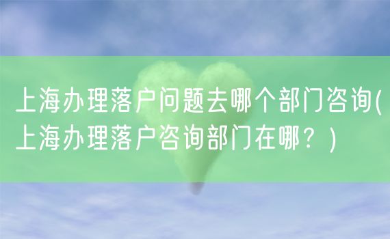 上海办理落户问题去哪个部门咨询(上海办理落户咨询部门在哪？)