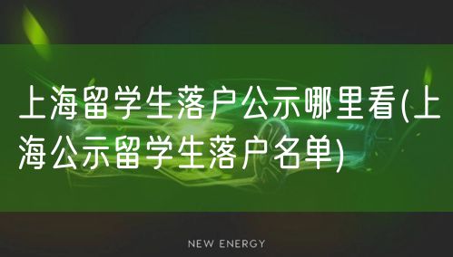 上海留学生落户公示哪里看(上海公示留学生落户名单)