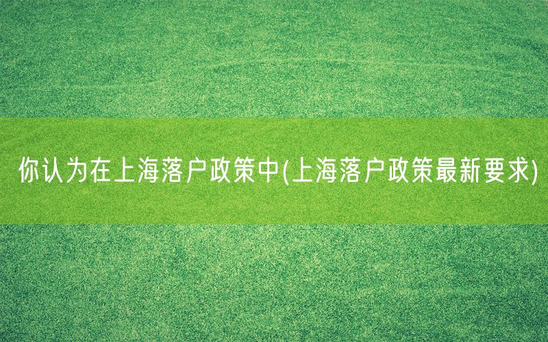 你认为在上海落户政策中(上海落户政策最新要求)