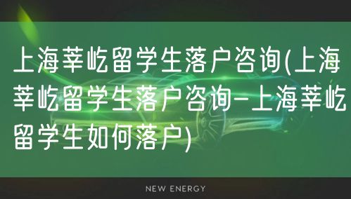 上海莘屹留学生落户咨询(上海莘屹留学生落户咨询-上海莘屹留学生如何落户)