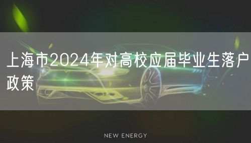 上海市2024年对高校应届毕业生落户政策