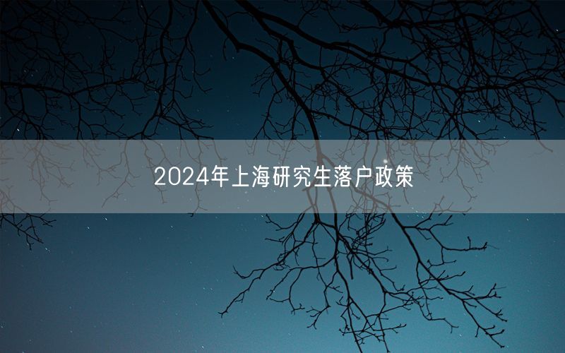 2024年上海研究生落户政策